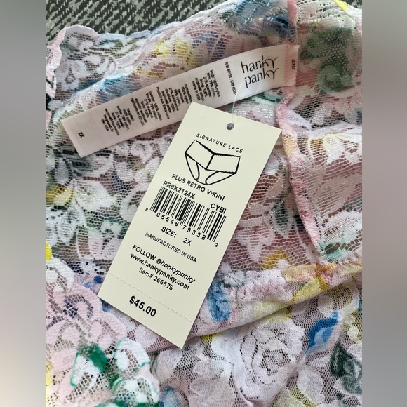 NWT Hanky Panky Plus Size Printed Retro Lace V-Kini 2X - Picture 3 of 5